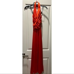 Formal Red Halter Criss cross Maxi Dress size 3/4
